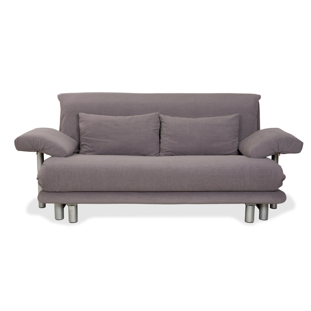 Ligne Roset Multy fabric grey three-seater sofa including armrests, manual sleeping function, reupholstered