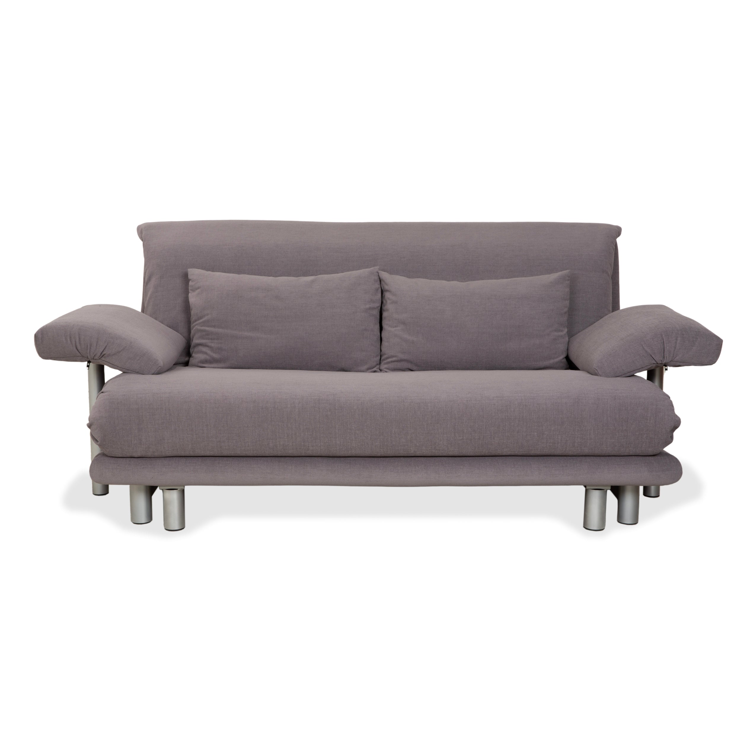 Ligne Roset Multy Dreisitzer Armlehnen Stoff Grau Beige Siber manuelle Schlaffunktion Schlafsofa Couch Neubezug