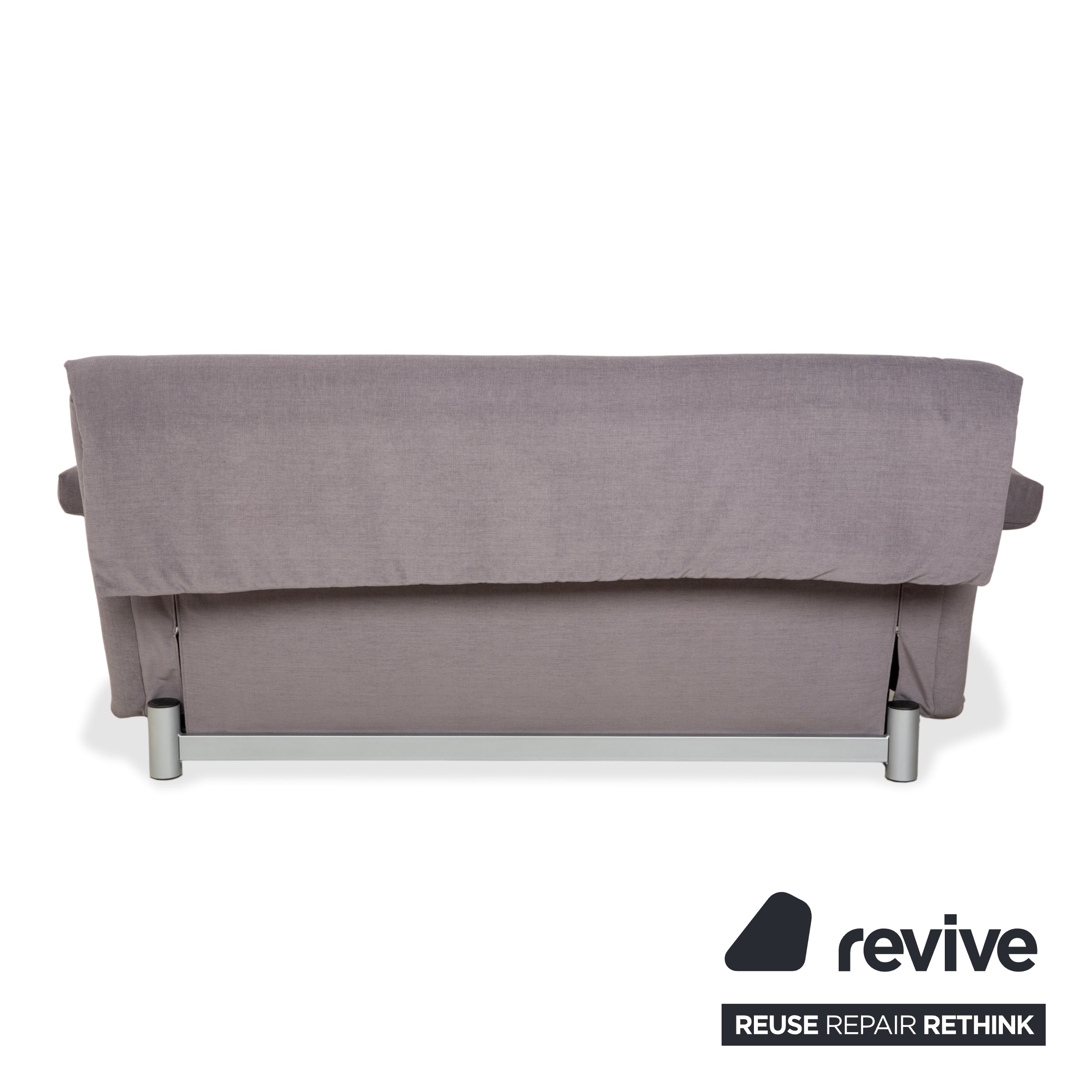 Ligne Roset Multy fabric grey three-seater sofa including armrests, manual sleeping function, reupholstered