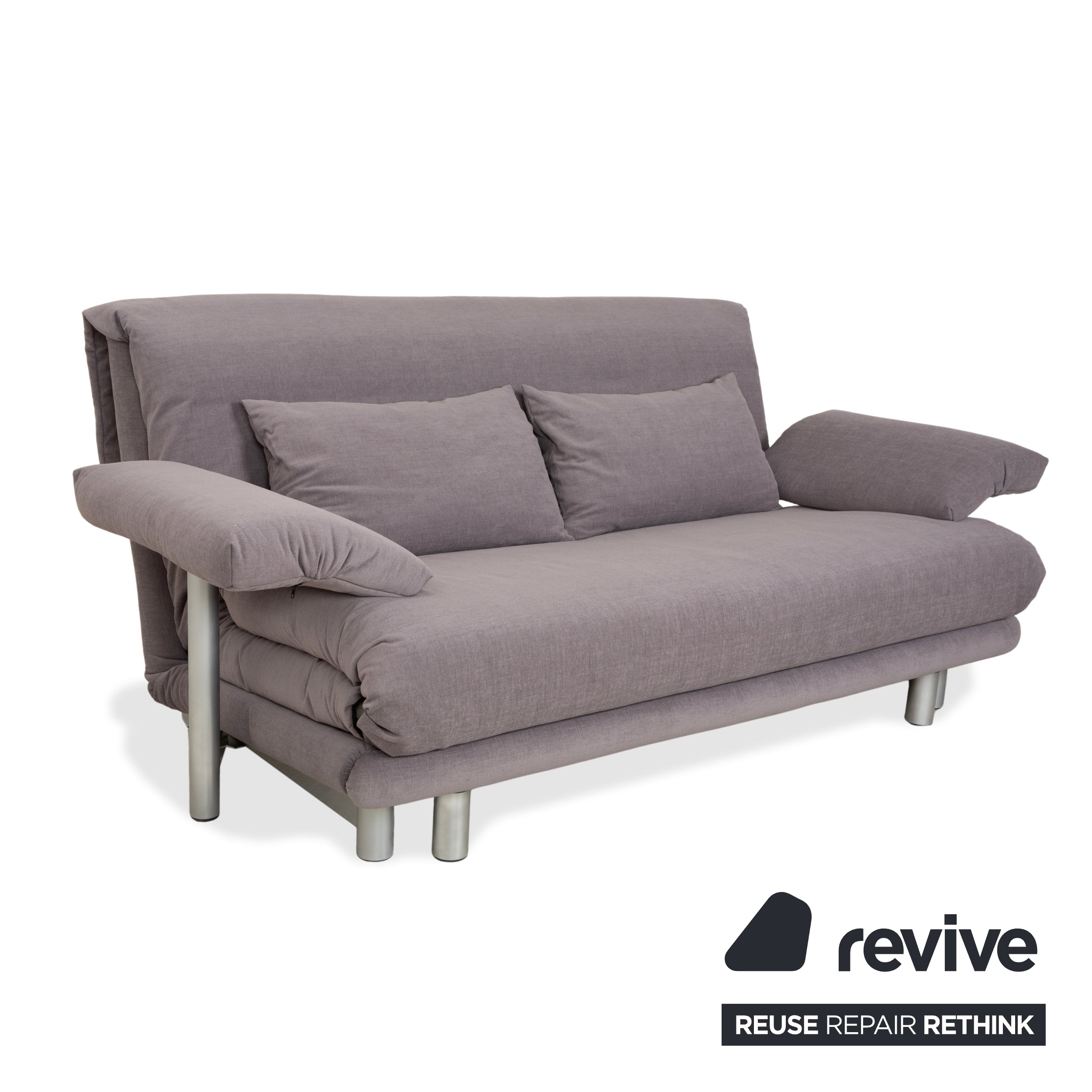 Ligne Roset Multy Dreisitzer Armlehnen Stoff Grau Beige Siber manuelle Schlaffunktion Schlafsofa Couch Neubezug