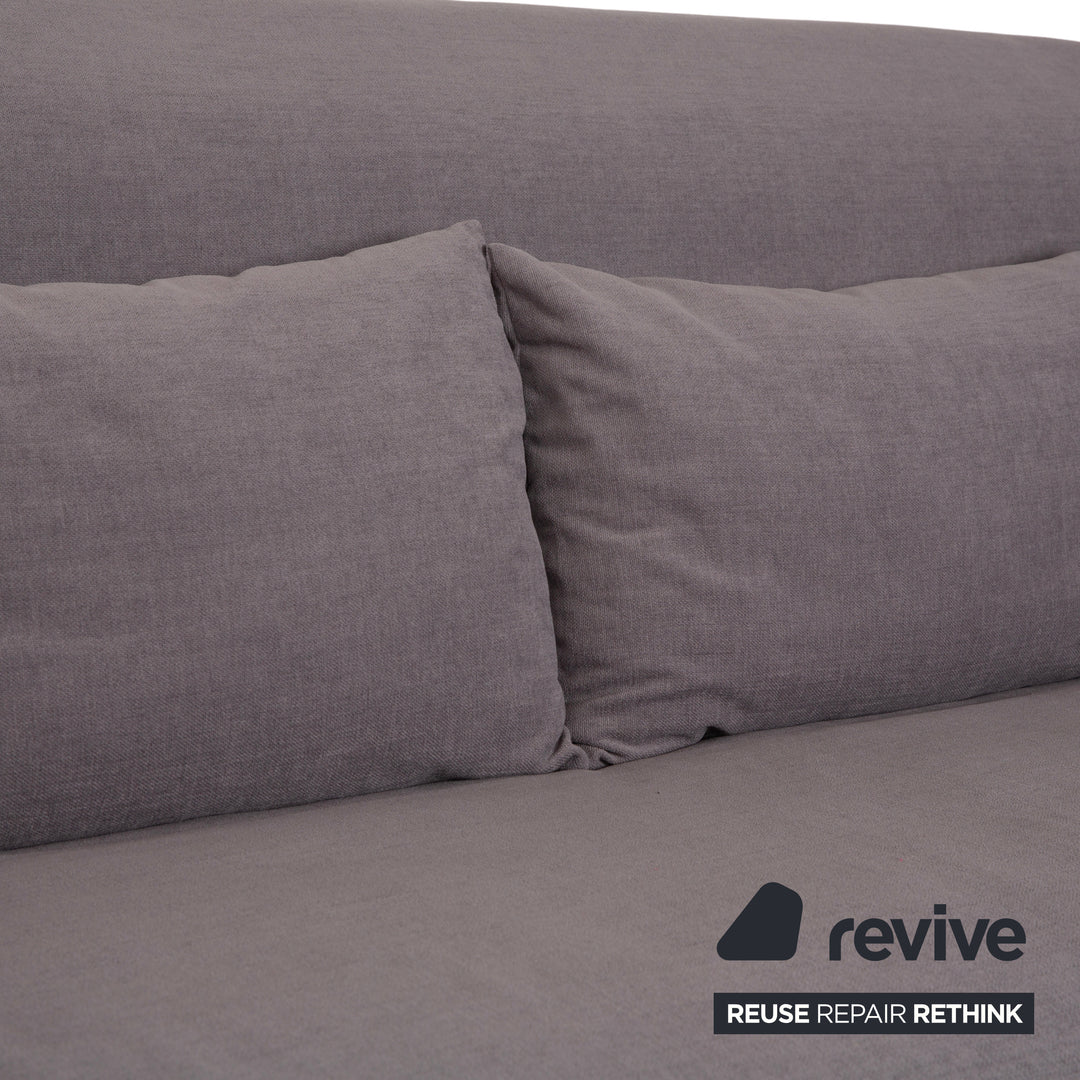 Ligne Roset Multy fabric grey three-seater sofa including armrests, manual sleeping function, reupholstered