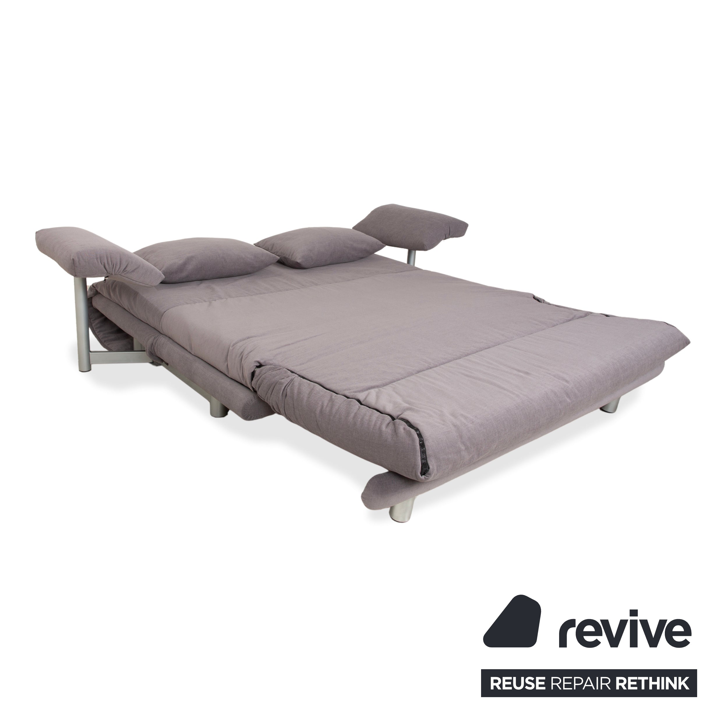 Ligne Roset Multy Dreisitzer Armlehnen Stoff Grau Beige Siber manuelle Schlaffunktion Schlafsofa Couch Neubezug