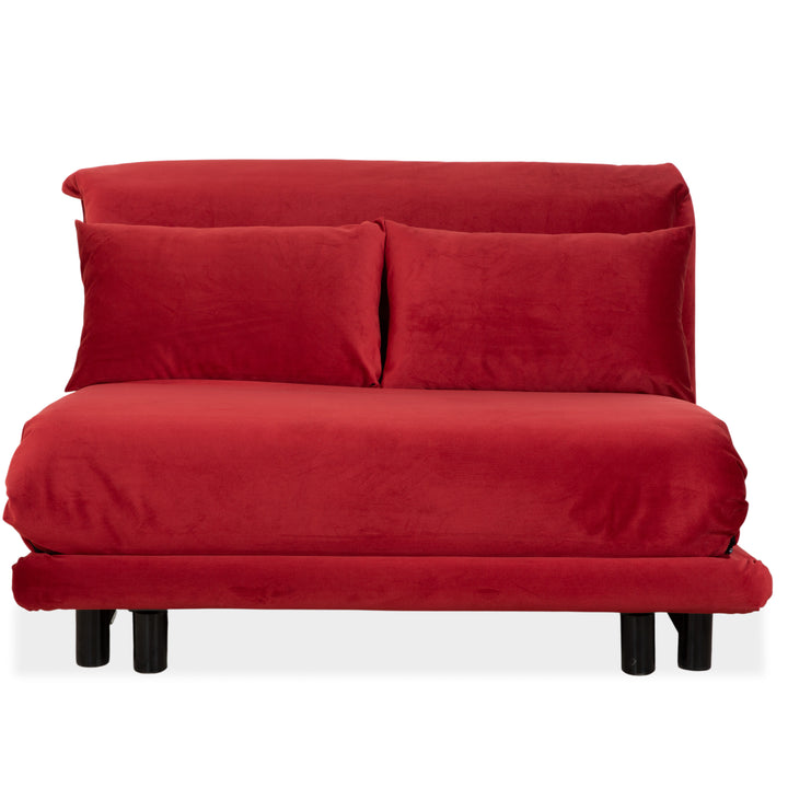 Ligne Roset Multy Zweisitzer Stoff Samt Rot Orange Schwarz manuelle Schlaffunktion Schlafsofa Couch Neubezug