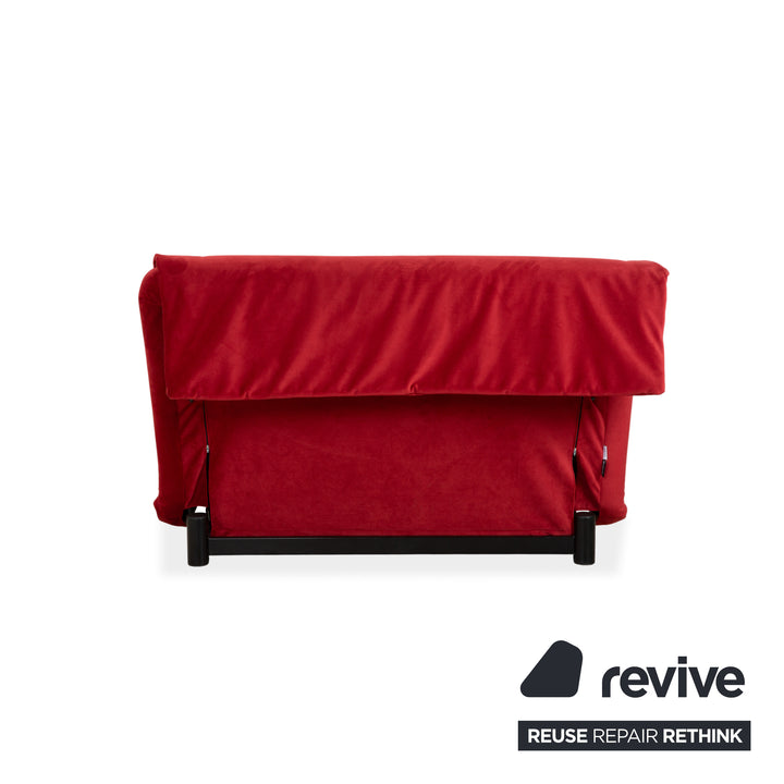 Ligne Roset Multy Zweisitzer Stoff Samt Rot Orange Schwarz manuelle Schlaffunktion Schlafsofa Couch Neubezug