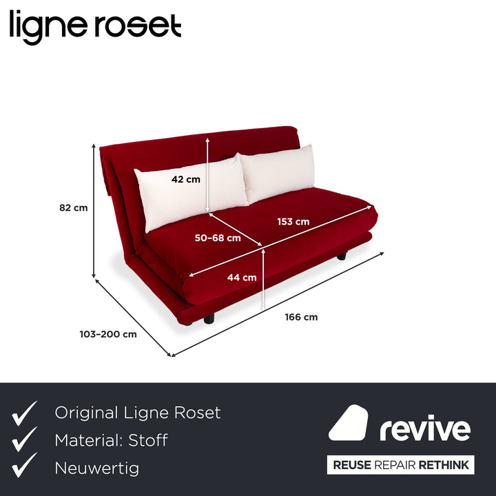 Ligne Roset Multy Tissu Rouge Blanc Crème Canapé Trois Places Fonction Manuelle Canapé-lit Nouvelle Housse
