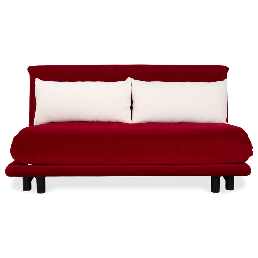 Ligne Roset Multy Stoff Rot Weiß Creme Dreisitzer manuelle Funktion Sofa Couch Schlafsofa Neubezug