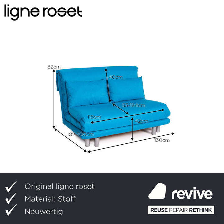 ligne roset Multy Stoff Schlafsofa Blau Zweisitzer Sofa Funktion Schlaffunktion Couch #13744