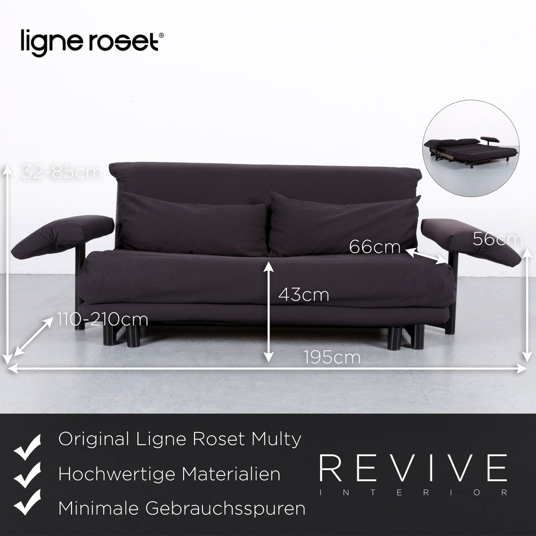 Ligne Roset Multy stoffen slaapbank bruin driezitsbank incl. armleuningen