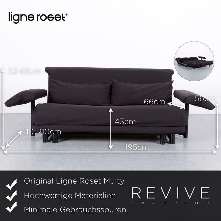 Ligne Roset Multy stoffen slaapbank bruin driezitsbank incl. armleuningen