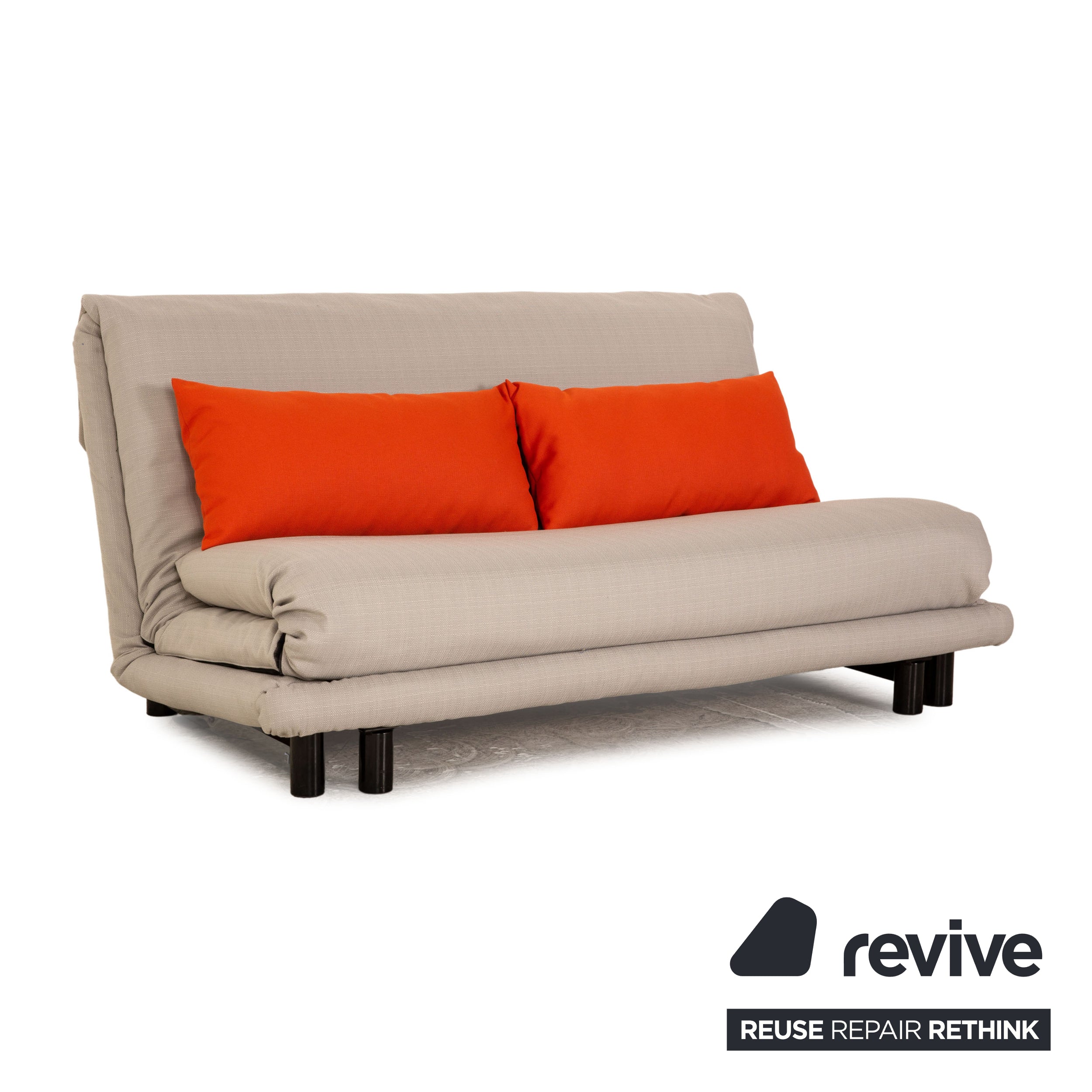 ligne roset Multy Stoff Schlafsofa Dreisitzer Grau Orange Sofa Couch Gestell Schwarz Neubezug