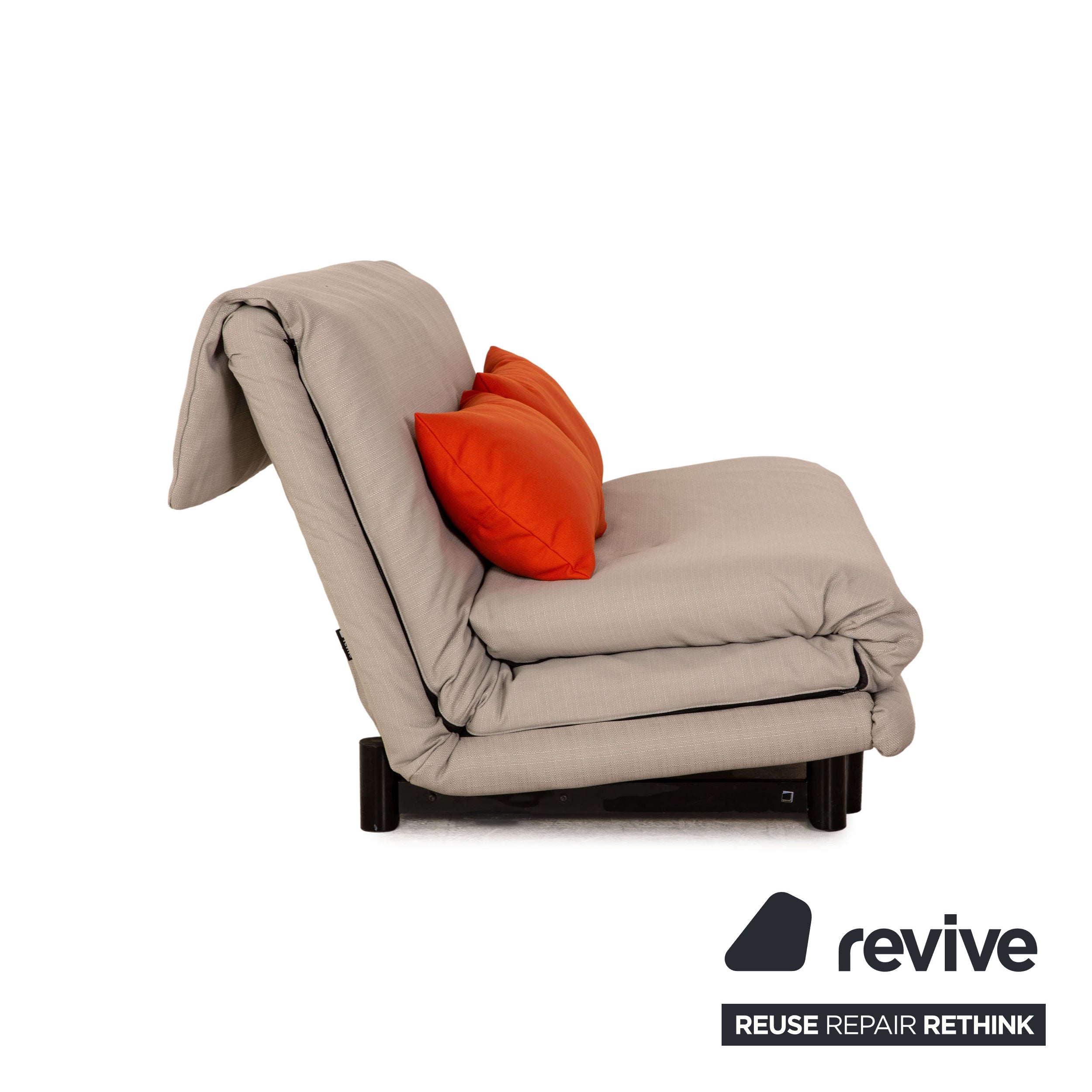 ligne roset Multy Stoff Schlafsofa Dreisitzer Grau Orange Sofa Couch Gestell Schwarz Neubezug