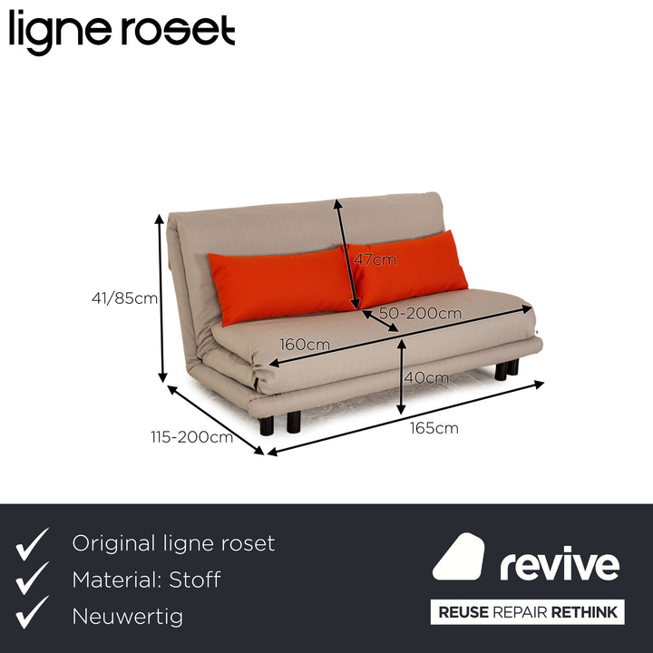 ligne roset Multy Stoff Schlafsofa Dreisitzer Grau Orange Sofa Couch Gestell Schwarz Neubezug