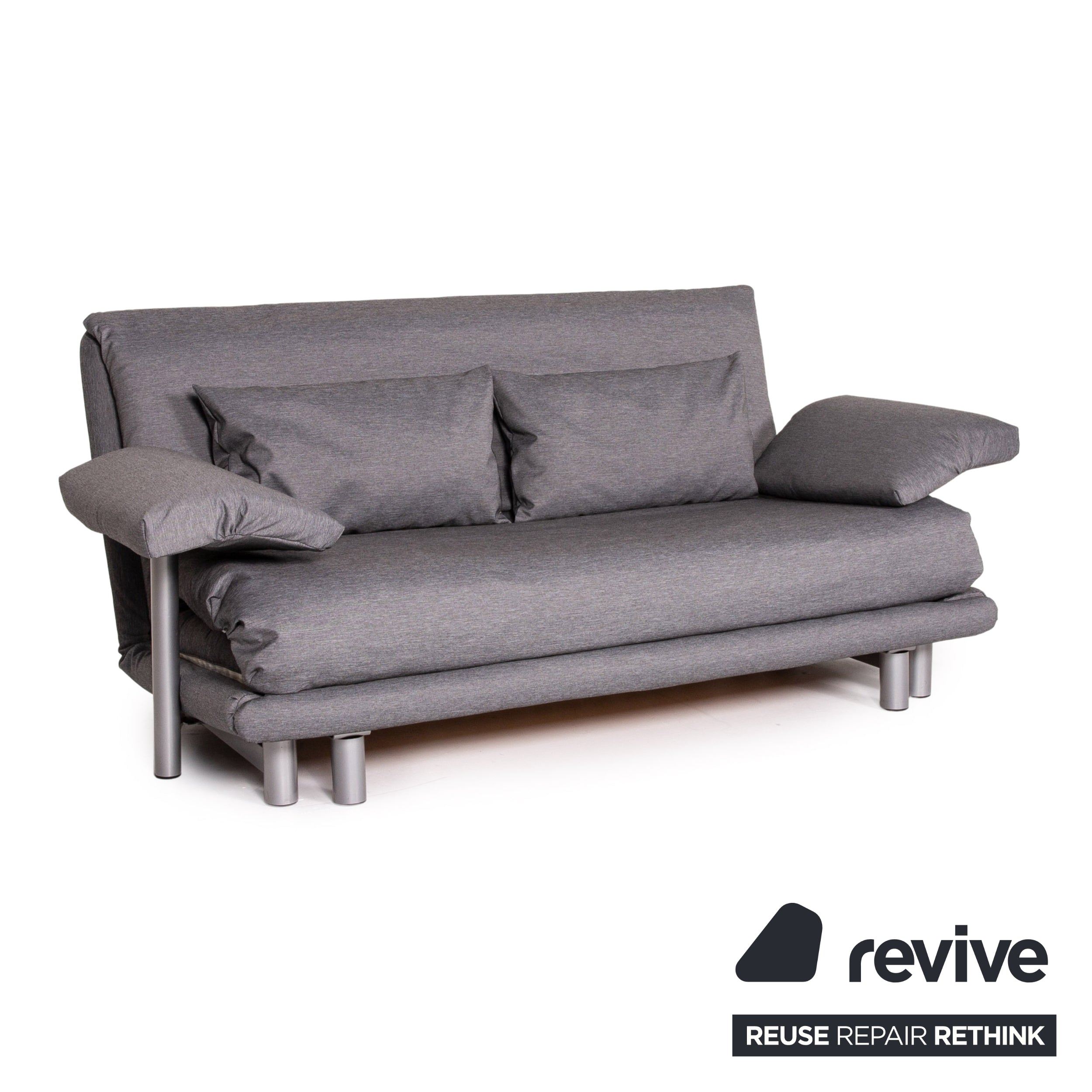 Canapé-lit en tissu Ligne Roset Multy, gris, avec fonction couchage.