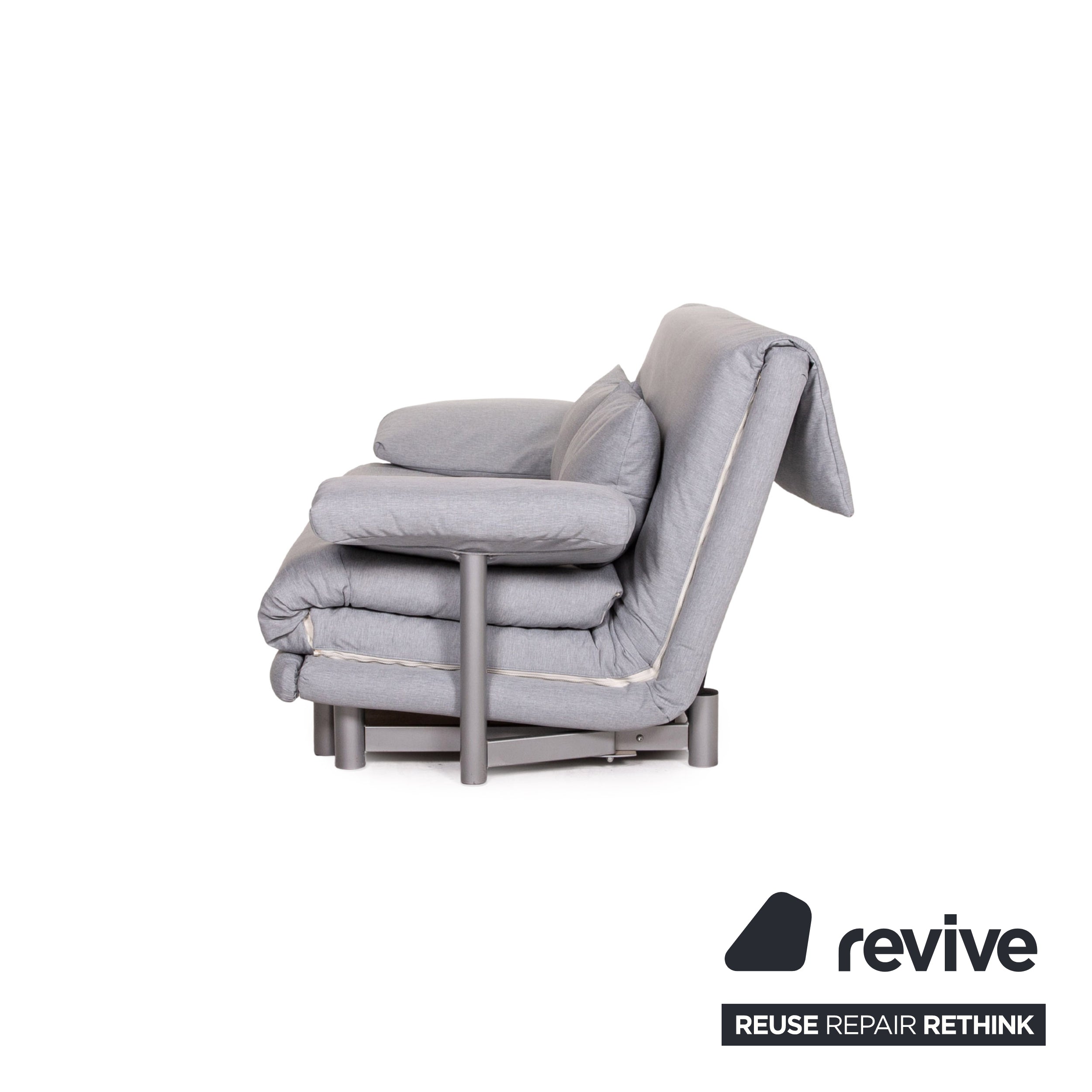 Ligne roset Canapé lit 3 places en tissu Multy gris fonction sommeil canapé housse neuve