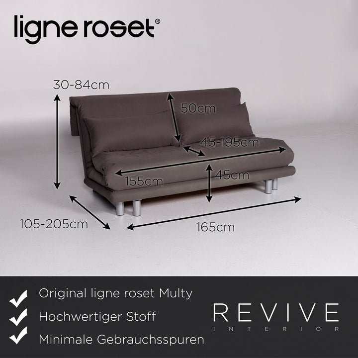 Ligne Roset Multy Fabric Sofa Bed Gray Three Seater Sofa Sleep Function Couch #10545