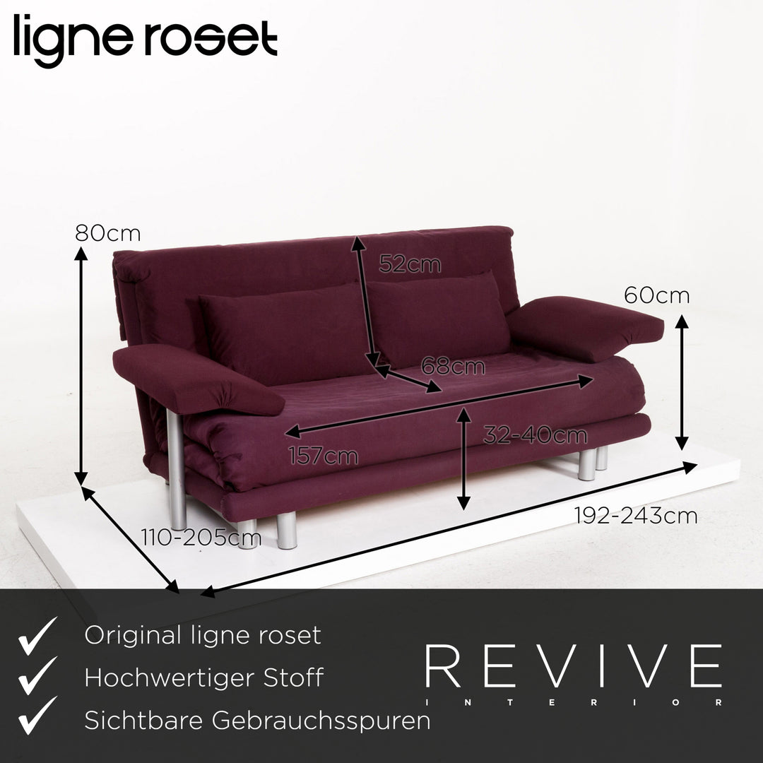 ligne roset Multy Stoff Dreisitzer Schlafsofa Lila Sofa Funktion Schlaffunktion inkl. Armlehnen
