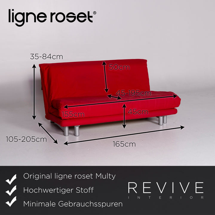 ligne roset Multy Stoff Schlafsofa Rot Dreisitzer Sofa Schlaffunktion Funktion Couch #10472
