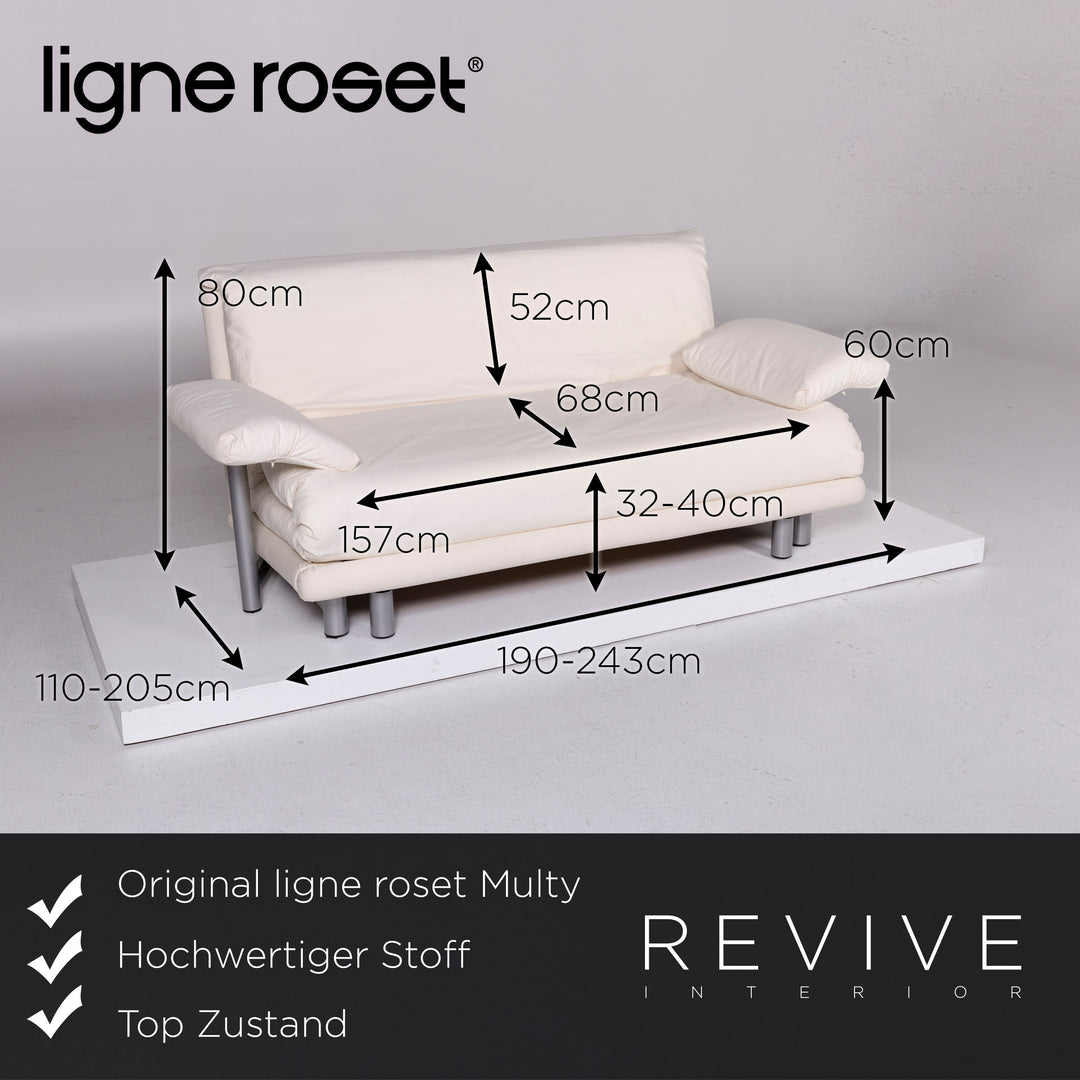 ligne roset Multy Stoff Schlafsofa Dreisitzer Weiß Sofa Funktion Schlaffunktion Couch inkl. Armlehnen