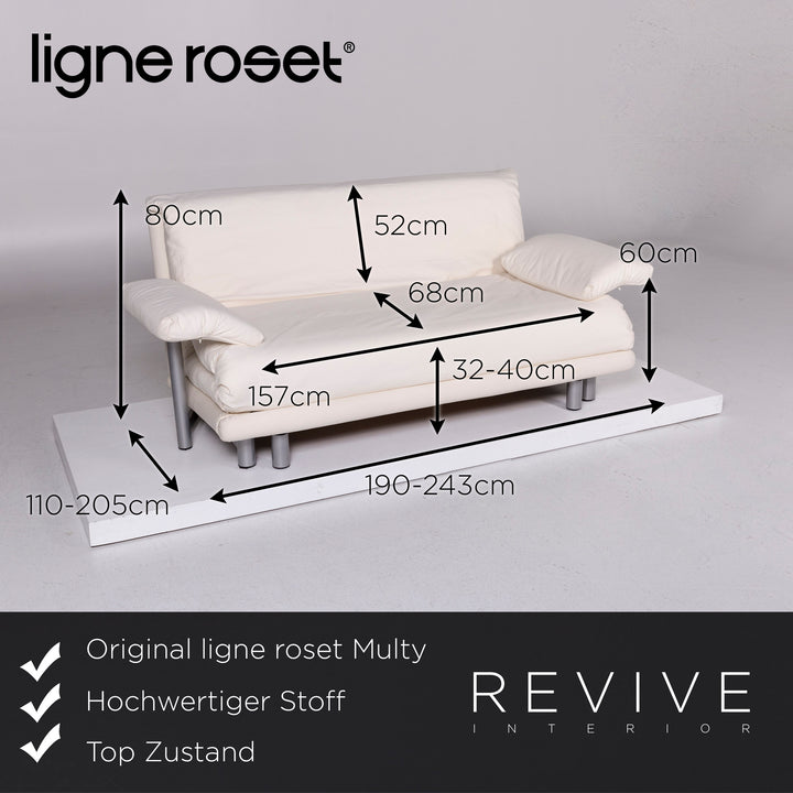 ligne roset Multy Stoff Schlafsofa Dreisitzer Weiß Sofa Funktion Schlaffunktion Couch inkl. Armlehnen