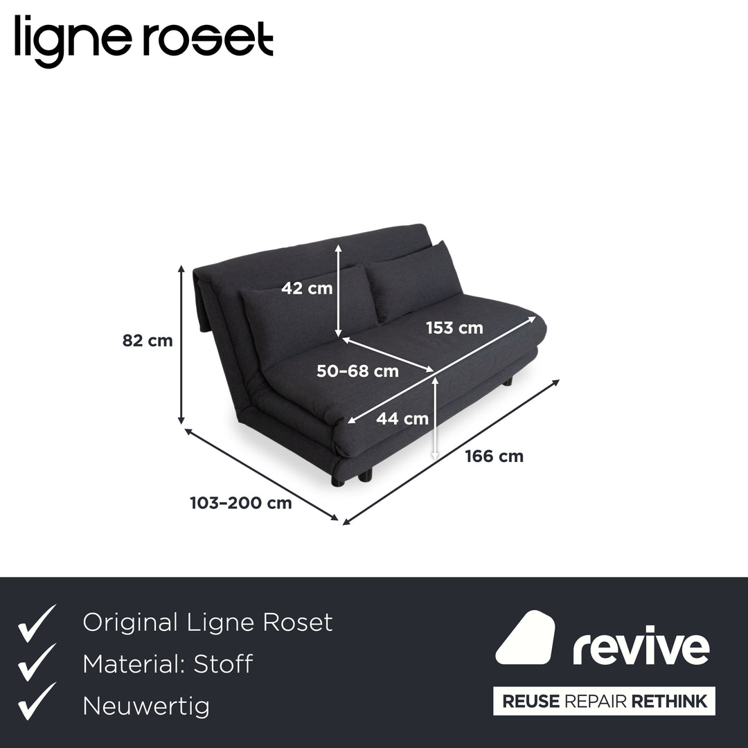 Ligne Roset Multy Fabric Anthracite Grey Three-Seater Manual Sleeping Function Sofa Bed Reupholstery PALMA 629
