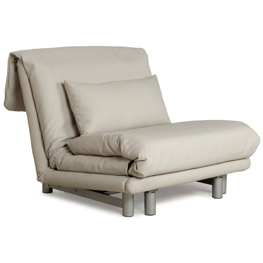 Ligne Roset Multy stoffen fauteuil beige opnieuw bekleed handmatige functie