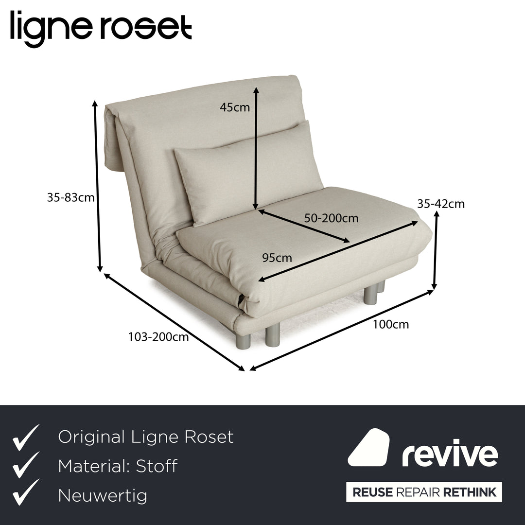 Fauteuil Ligne Roset Multy en tissu beige neuf housse fonction manuelle