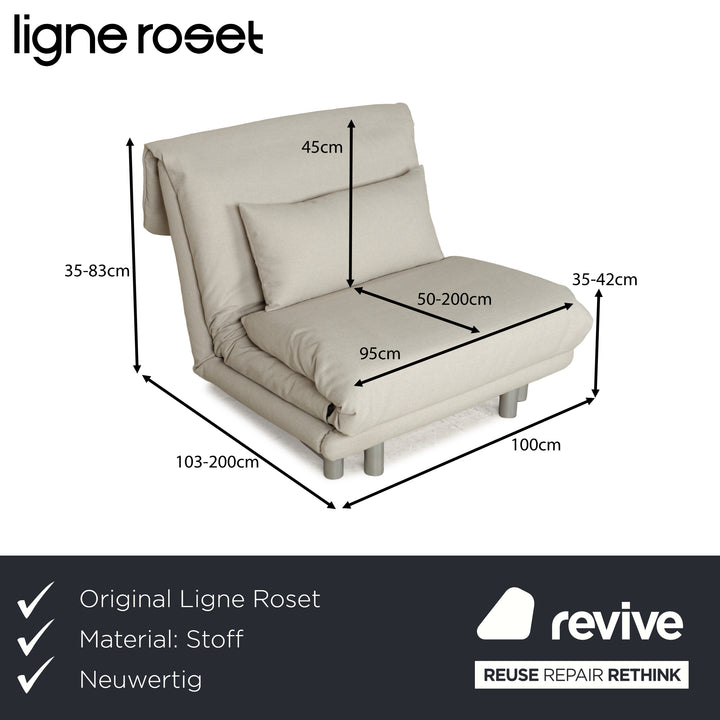 Fauteuil Ligne Roset Multy en tissu beige neuf housse fonction manuelle