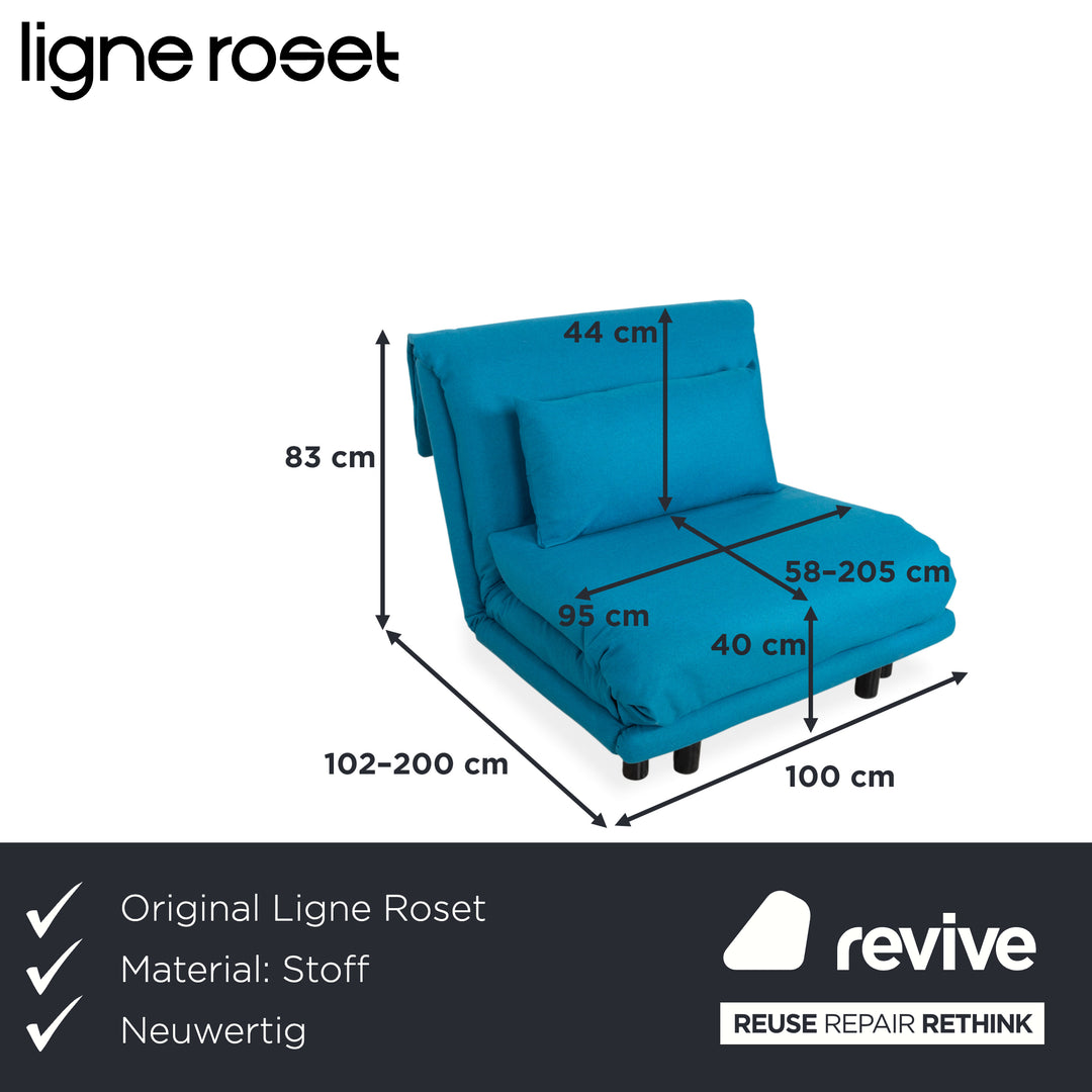 Ligne Roset Multy stoffen fauteuil blauw vilt bank bankstel functie opnieuw bekleed