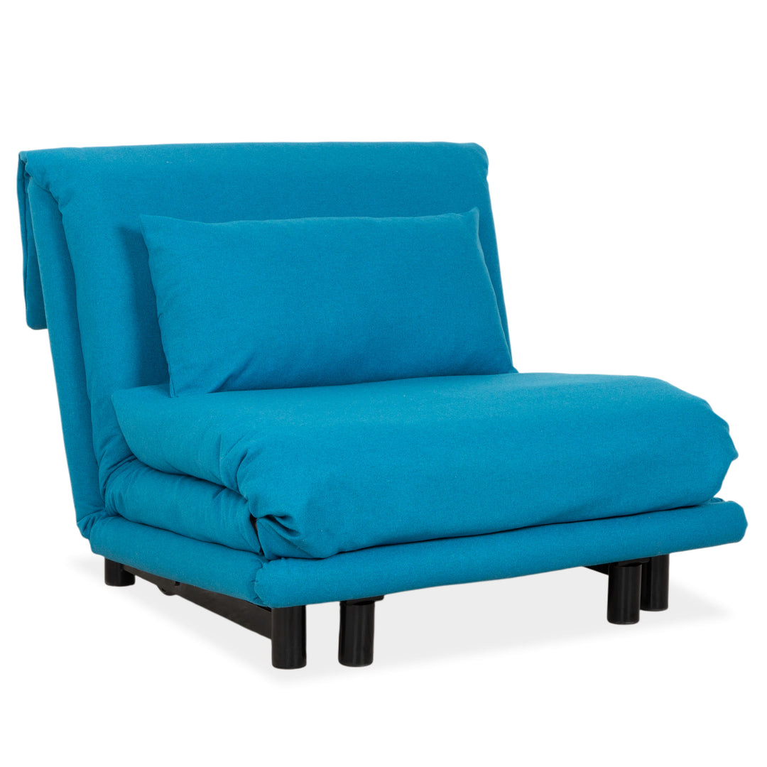 Ligne Roset Multy stoffen fauteuil blauw vilt bank bankstel functie opnieuw bekleed