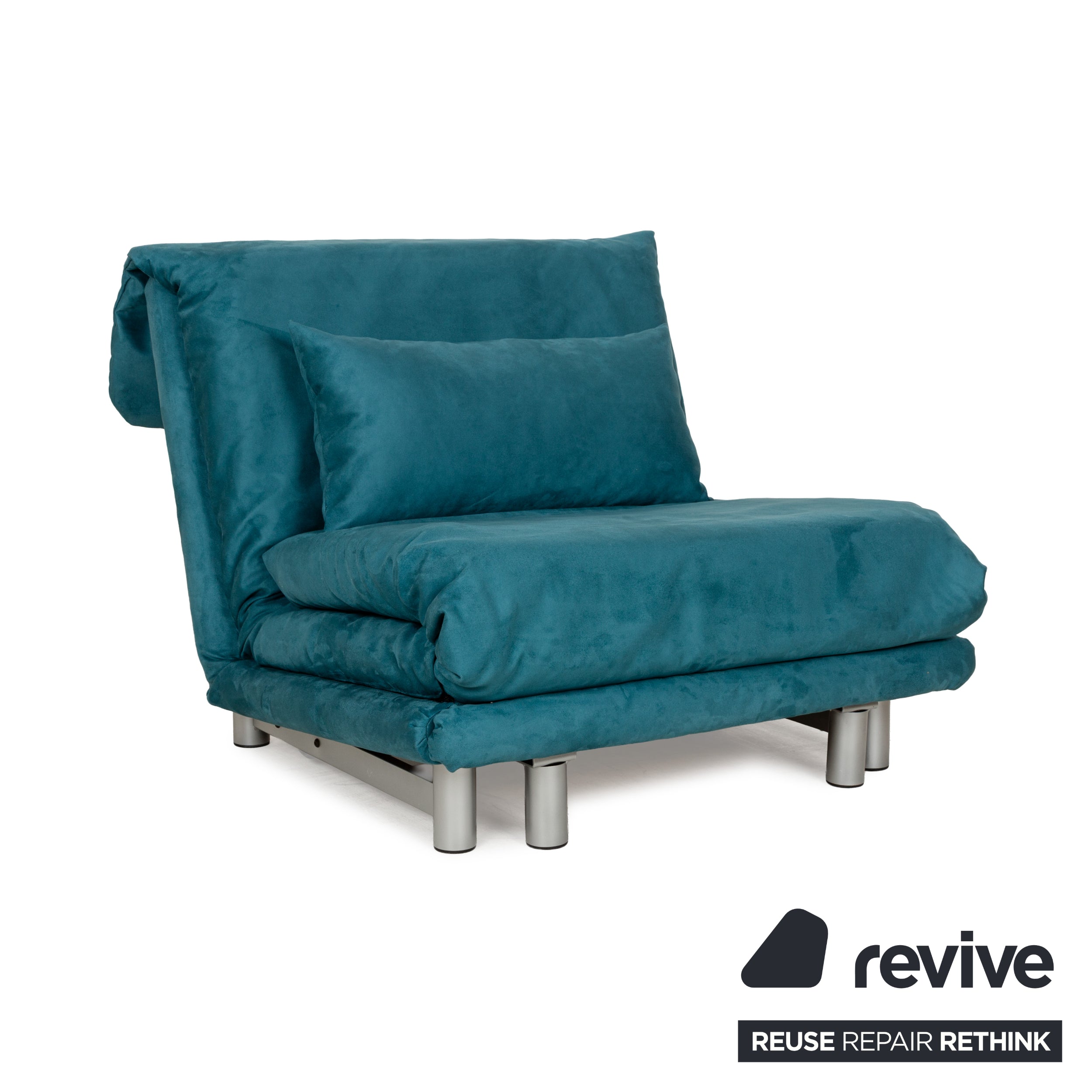Fauteuil Ligne Roset Multy en tissu bleu pétrole fonction couchage nouvelle housse