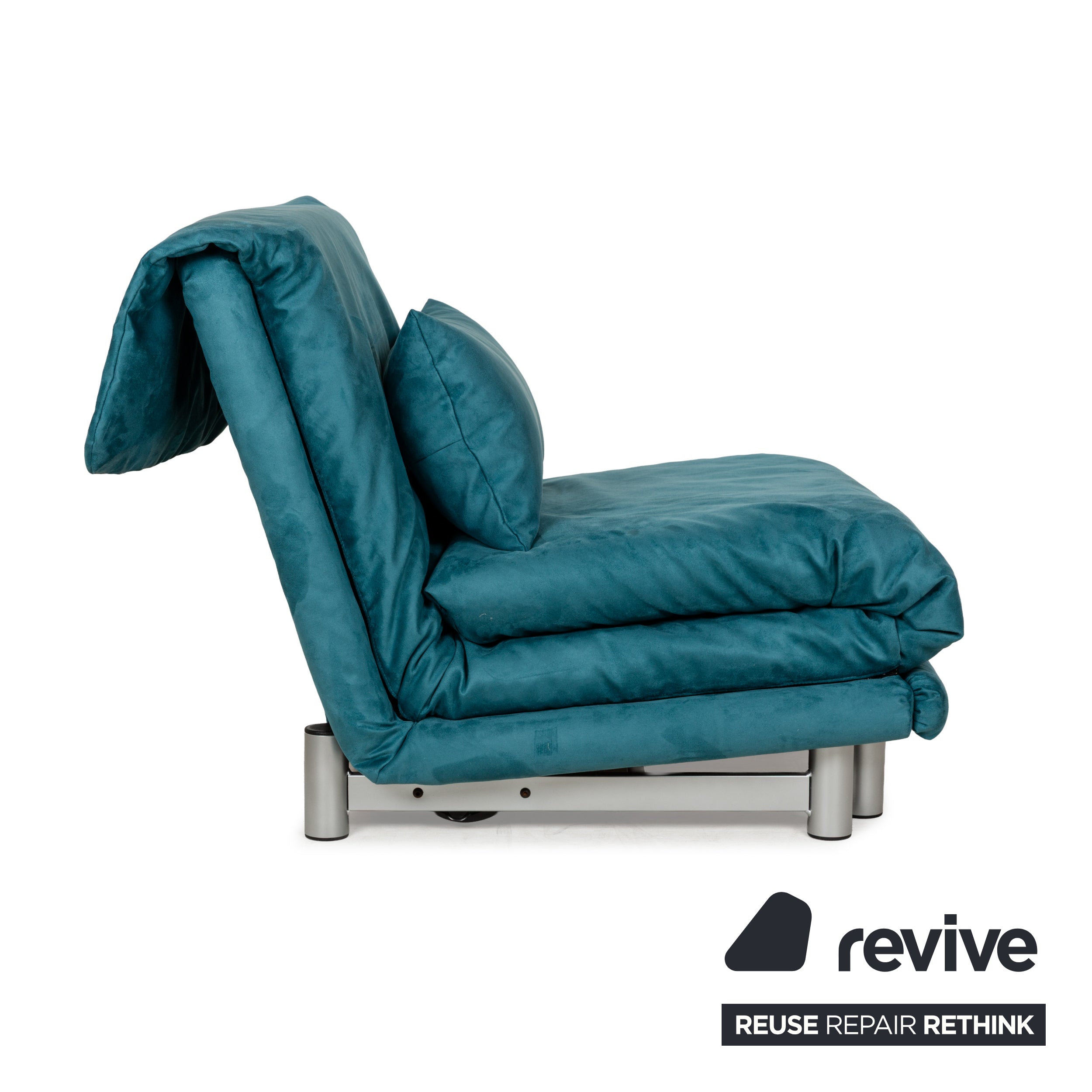 Fauteuil Ligne Roset Multy en tissu bleu pétrole fonction couchage nouvelle housse