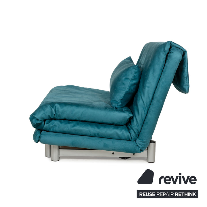 Ligne Roset Multy Stoff Sessel Blau Petrol Schlaffunktion Neubezug