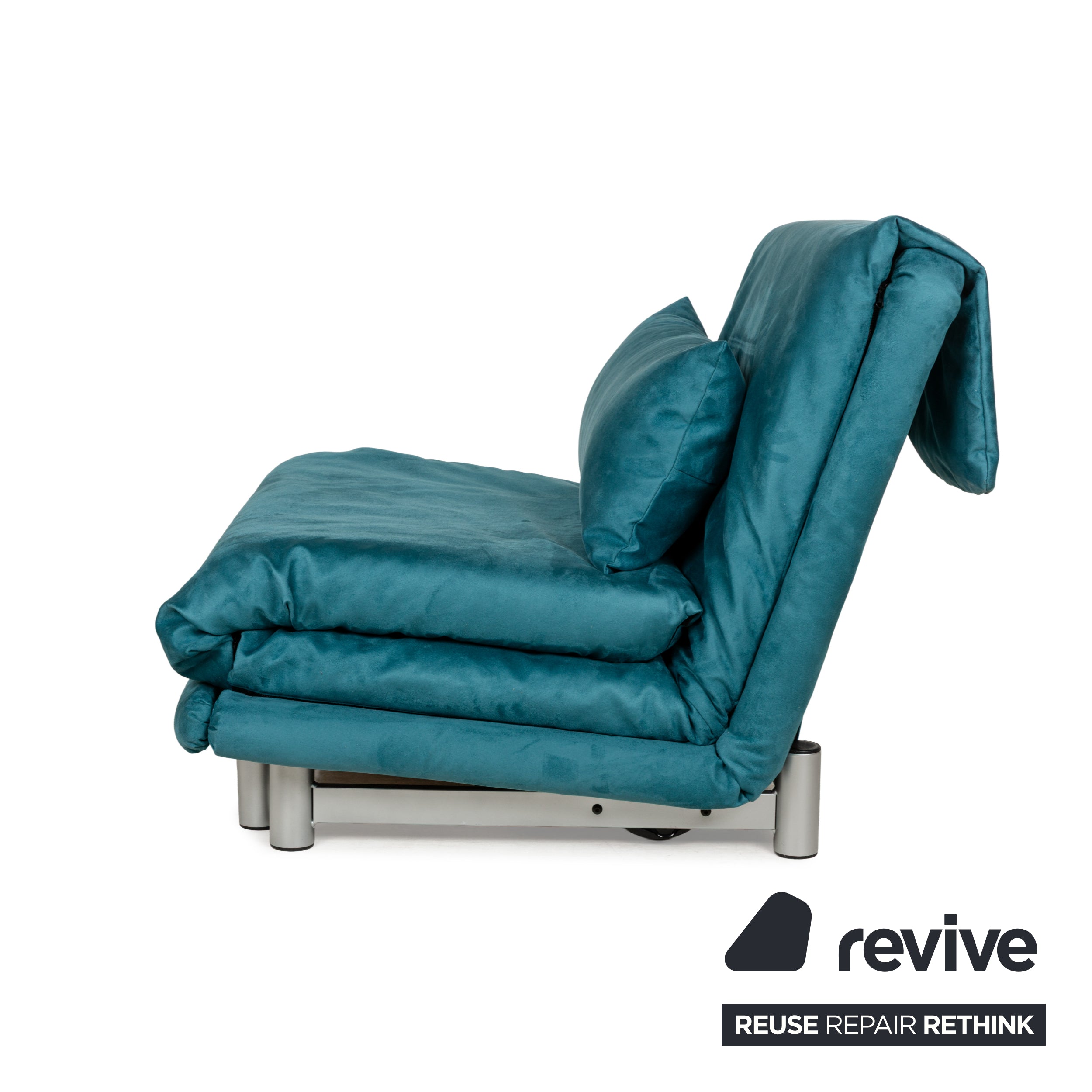 Fauteuil Ligne Roset Multy en tissu bleu pétrole fonction couchage nouvelle housse