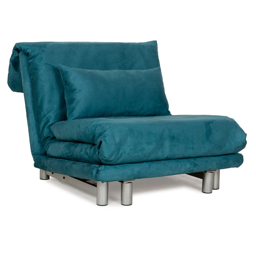 Fauteuil Ligne Roset Multy en tissu bleu pétrole fonction couchage nouvelle housse