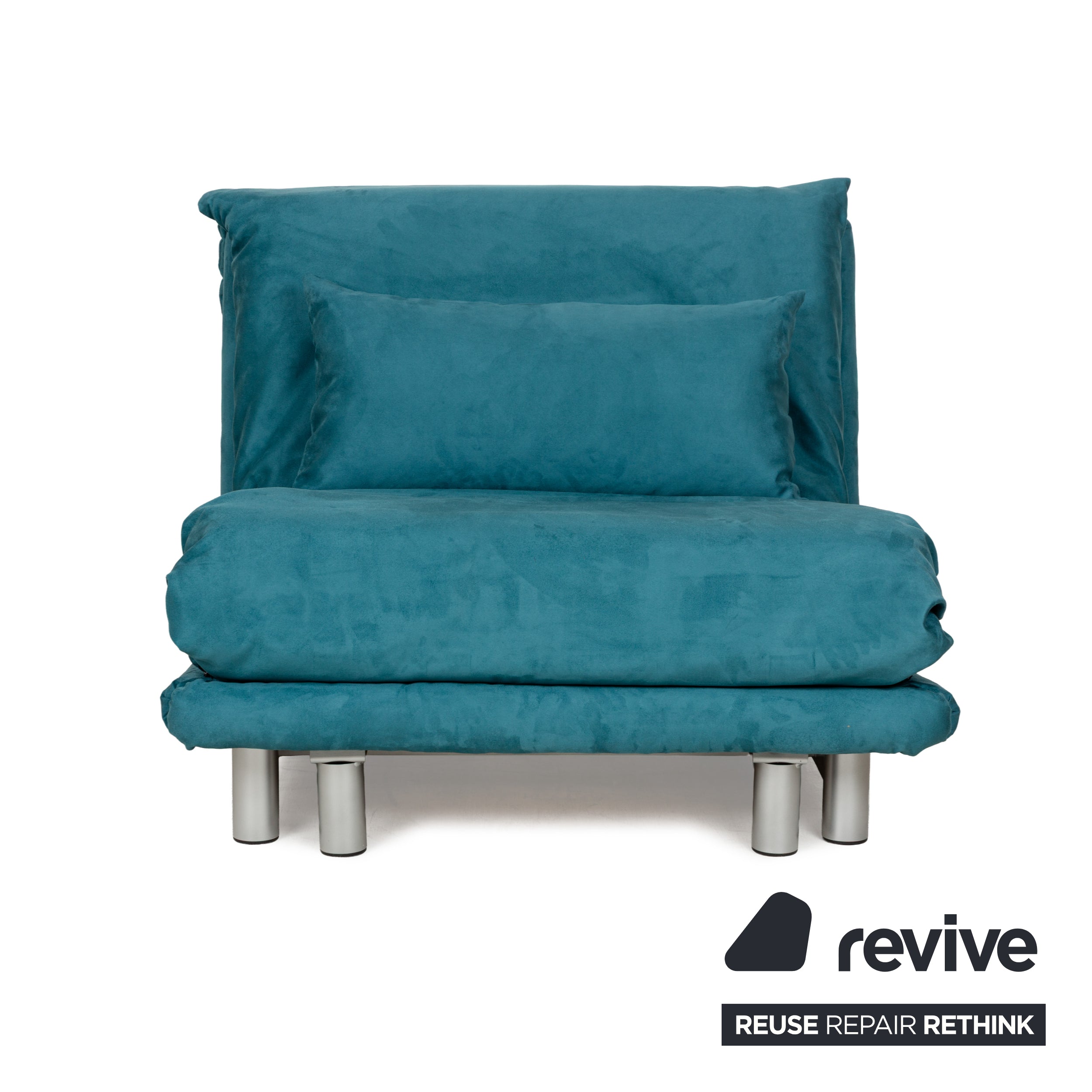 Fauteuil Ligne Roset Multy en tissu bleu pétrole fonction couchage nouvelle housse