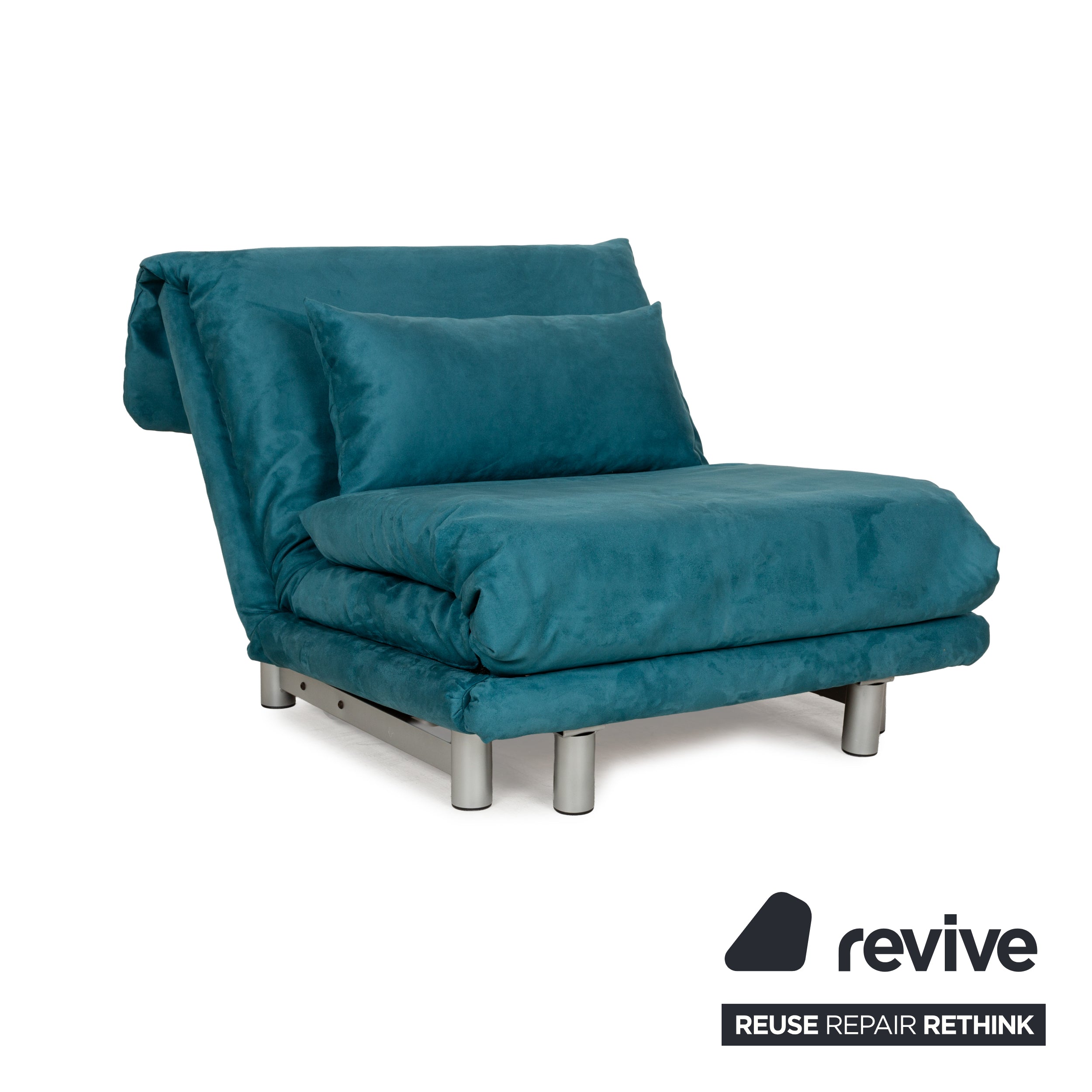 Fauteuil Ligne Roset Multy en tissu bleu pétrole fonction couchage nouvelle housse