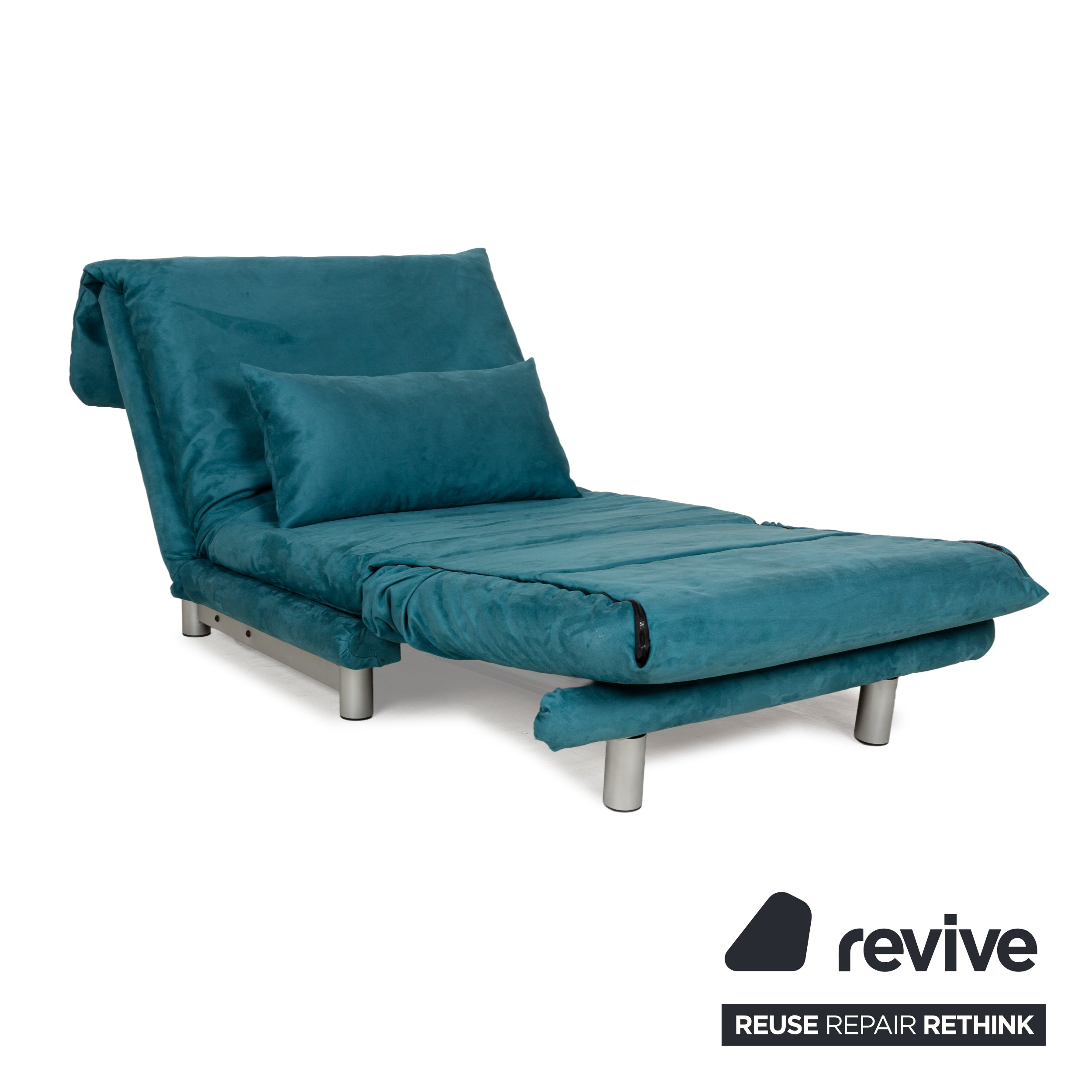 Fauteuil Ligne Roset Multy en tissu bleu pétrole fonction couchage nouvelle housse