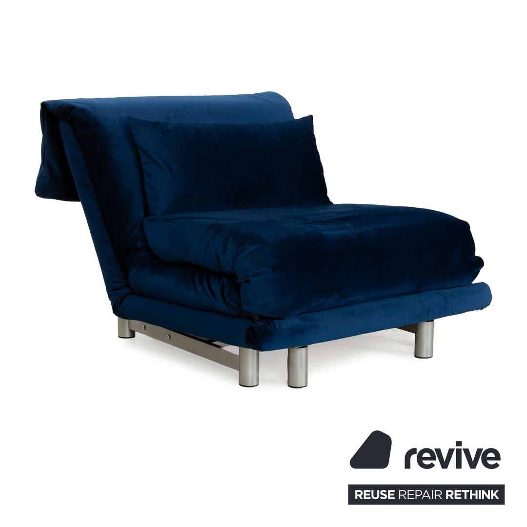 Ligne Roset Multy fabric armchair blue sleeping function new cover