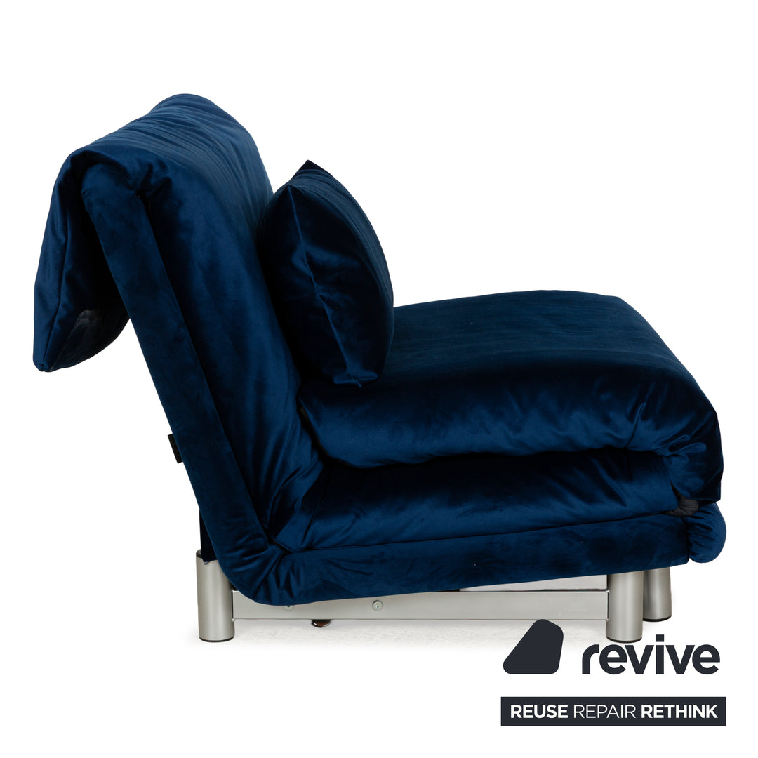Ligne Roset Multy fabric armchair blue sleeping function new cover