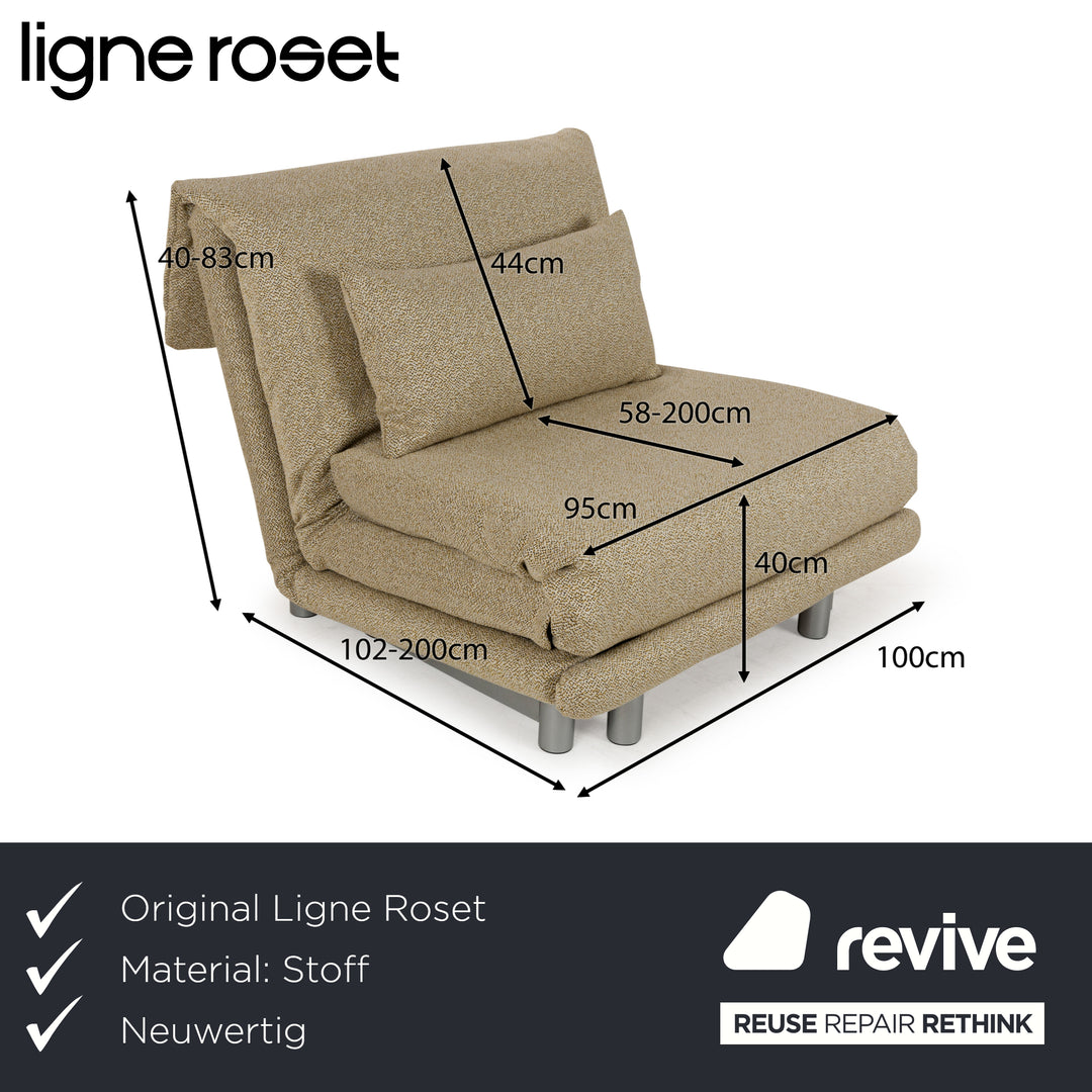 Ligne Roset Multy Stoff Sessel Gelb Beige Schlaffunktion Neubezug