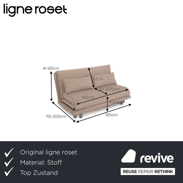 ligne roset Multy Stoff Sofa Beige Dreisitzer Couch Funktion Neubezug