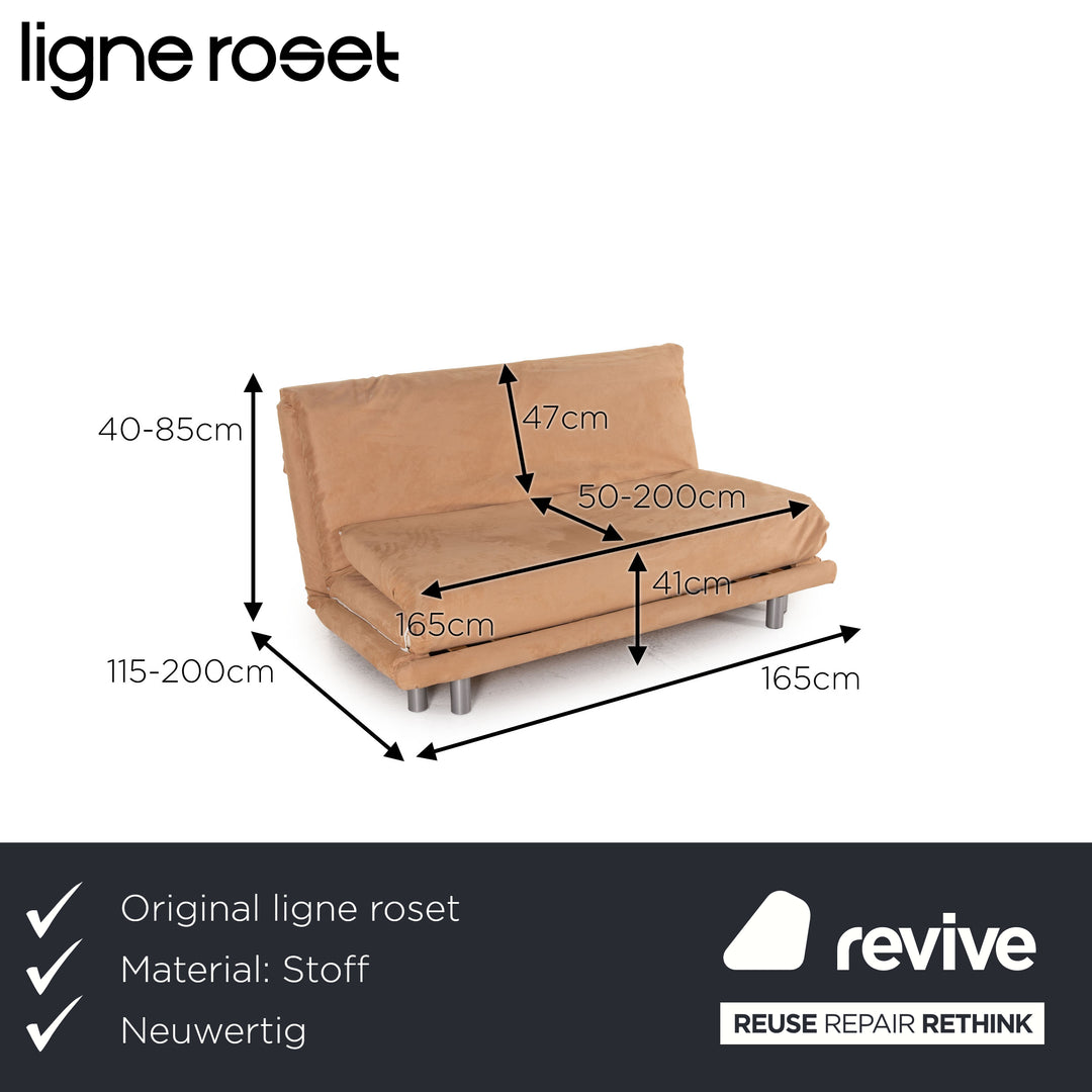 Ligne Roset Multy stoffen bank beige driezitsbank met slaapfunctie