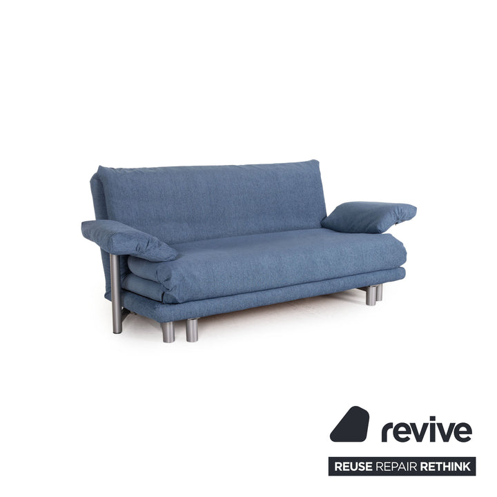 Canapé Multy Ligne Roset en tissu bleu, trois places, fonction convertible, avec accoudoirs
