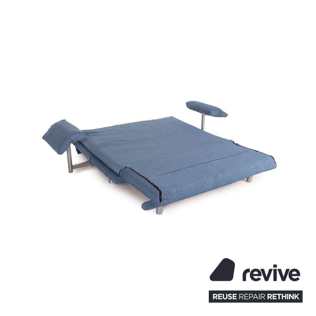 Canapé Multy Ligne Roset en tissu bleu, trois places, fonction convertible, avec accoudoirs