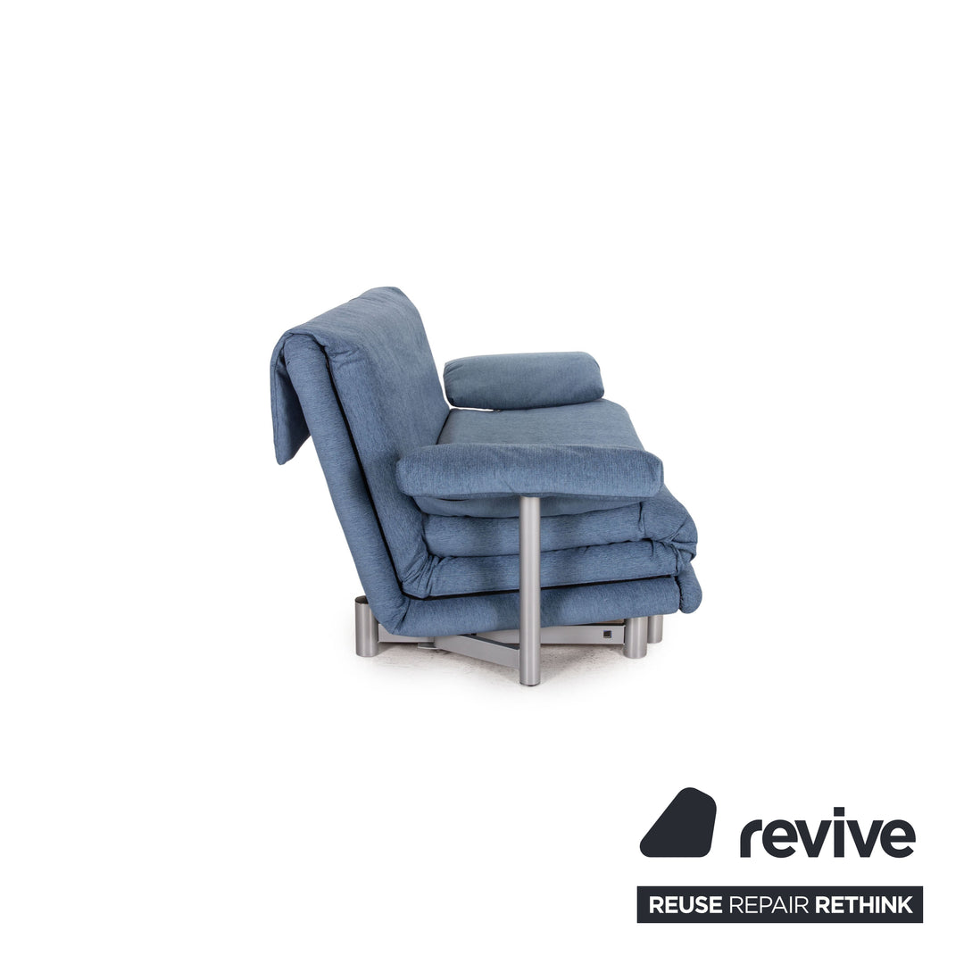 Canapé Multy Ligne Roset en tissu bleu, trois places, fonction convertible, avec accoudoirs