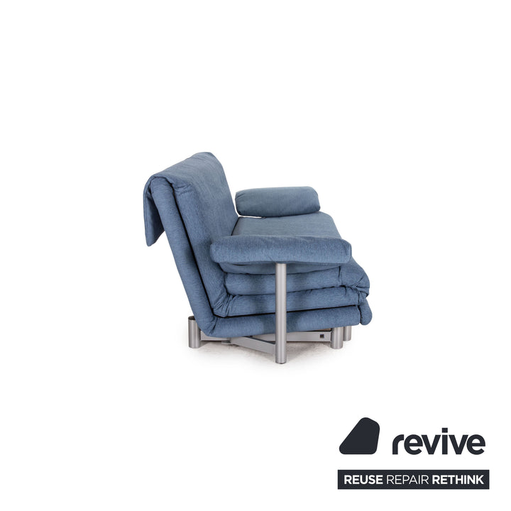 Canapé Multy Ligne Roset en tissu bleu, trois places, fonction convertible, avec accoudoirs