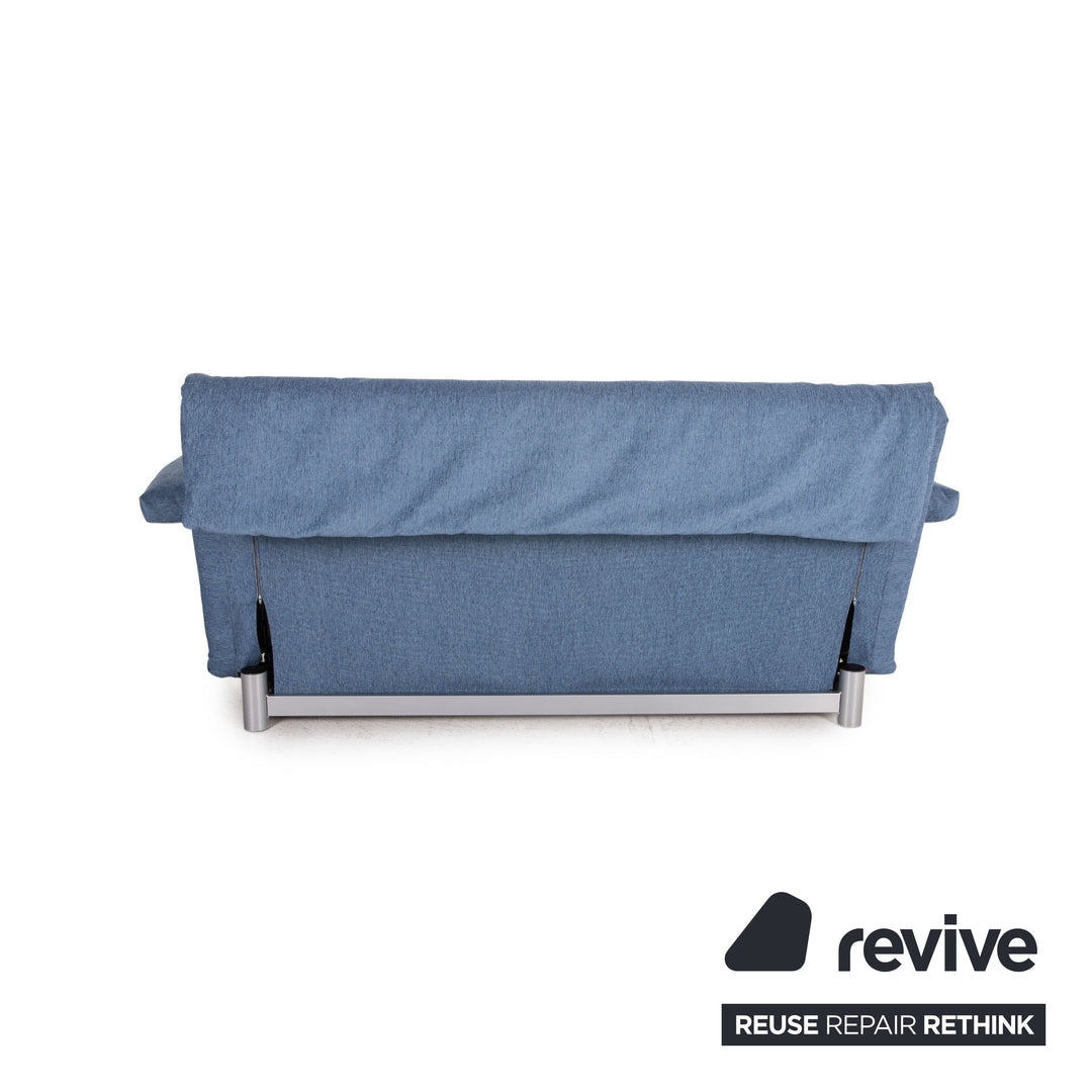 Canapé Multy Ligne Roset en tissu bleu, trois places, fonction convertible, avec accoudoirs