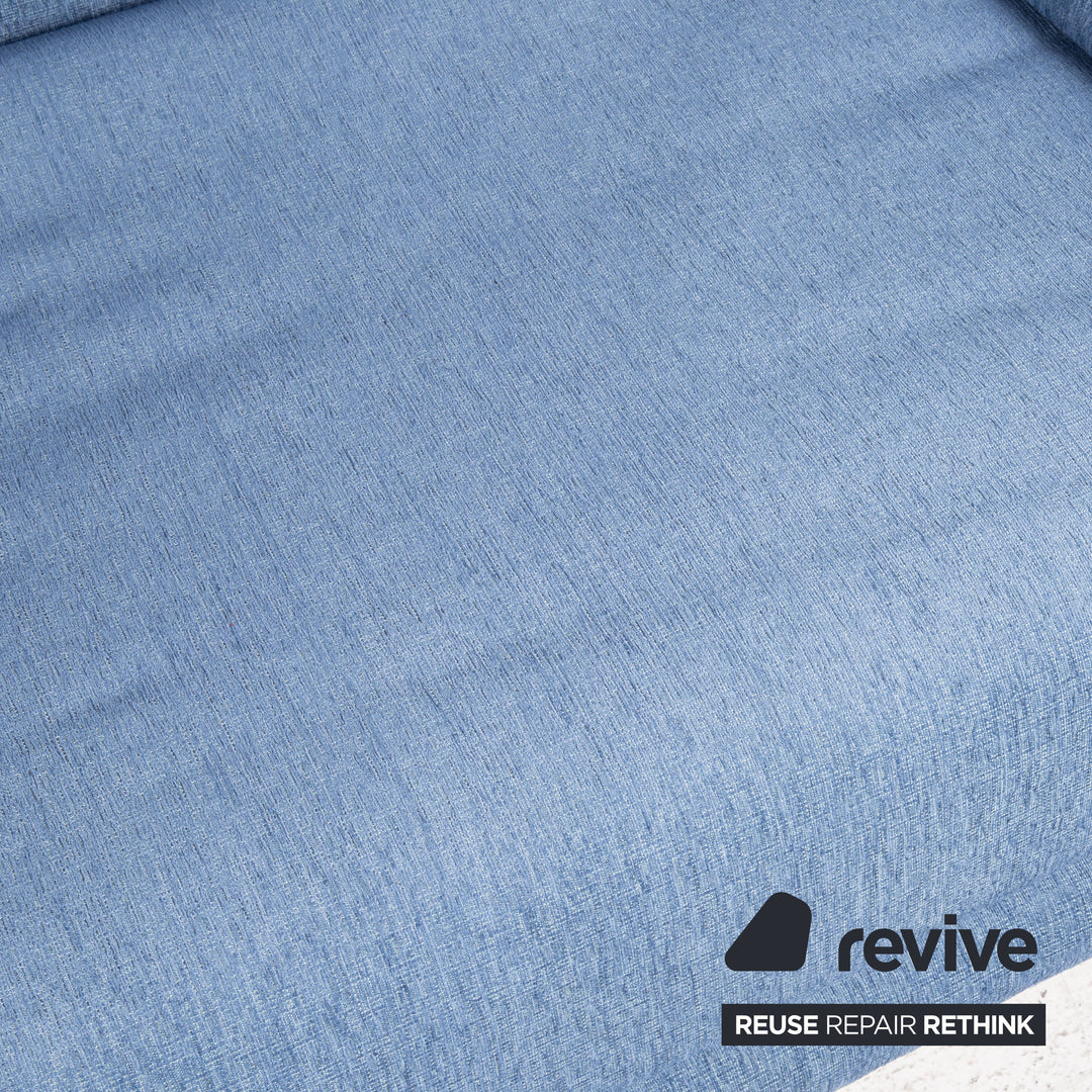 Canapé Multy Ligne Roset en tissu bleu, trois places, fonction convertible, avec accoudoirs