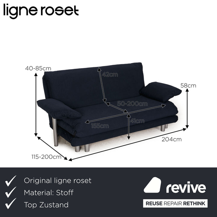 ligne roset Multy Stoff Sofa Blau Dreisitzer Couch Funktion Schlaffunktion Neubezug inkl. Armlehnen