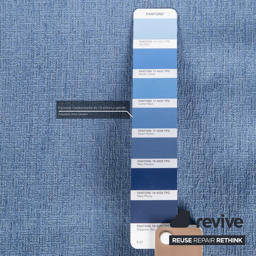 Canapé Multy Ligne Roset en tissu bleu, trois places, fonction convertible, avec accoudoirs